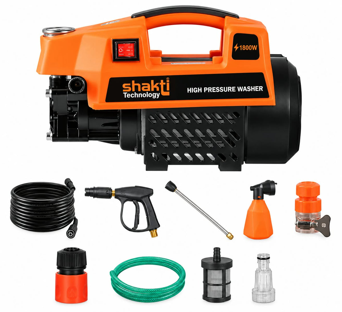 HIGH PRESSURE WASHING PUMP WITH GUN AND ACCESORIES (1800W)