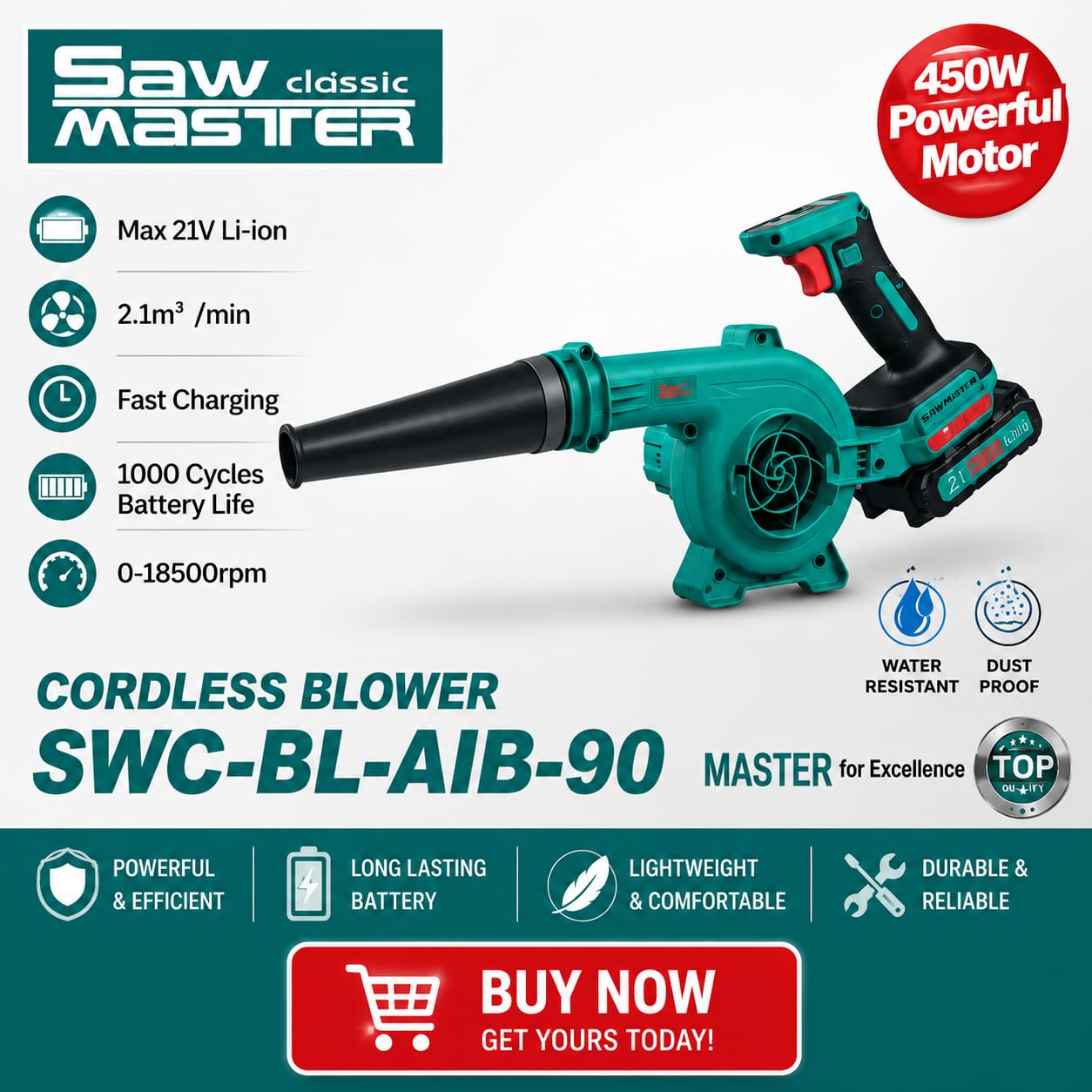 CORDLESS BLOWER 450W