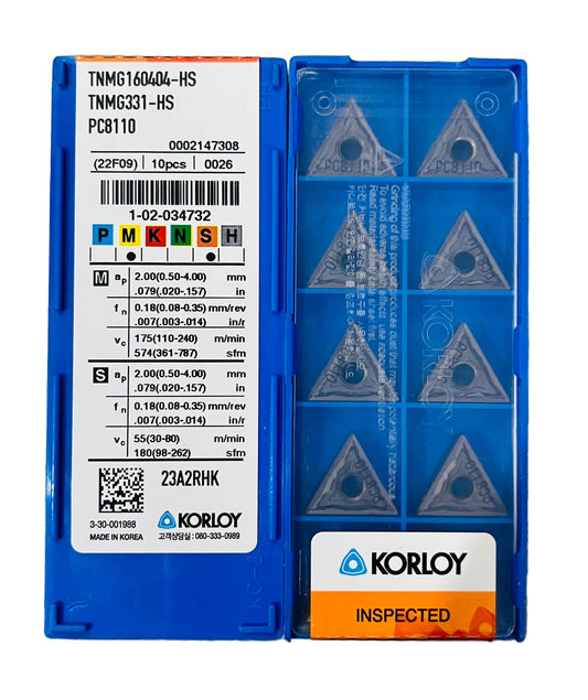 Korloy TNMG 160404 PC 8110 (SS GRADE) (1 PIECE)