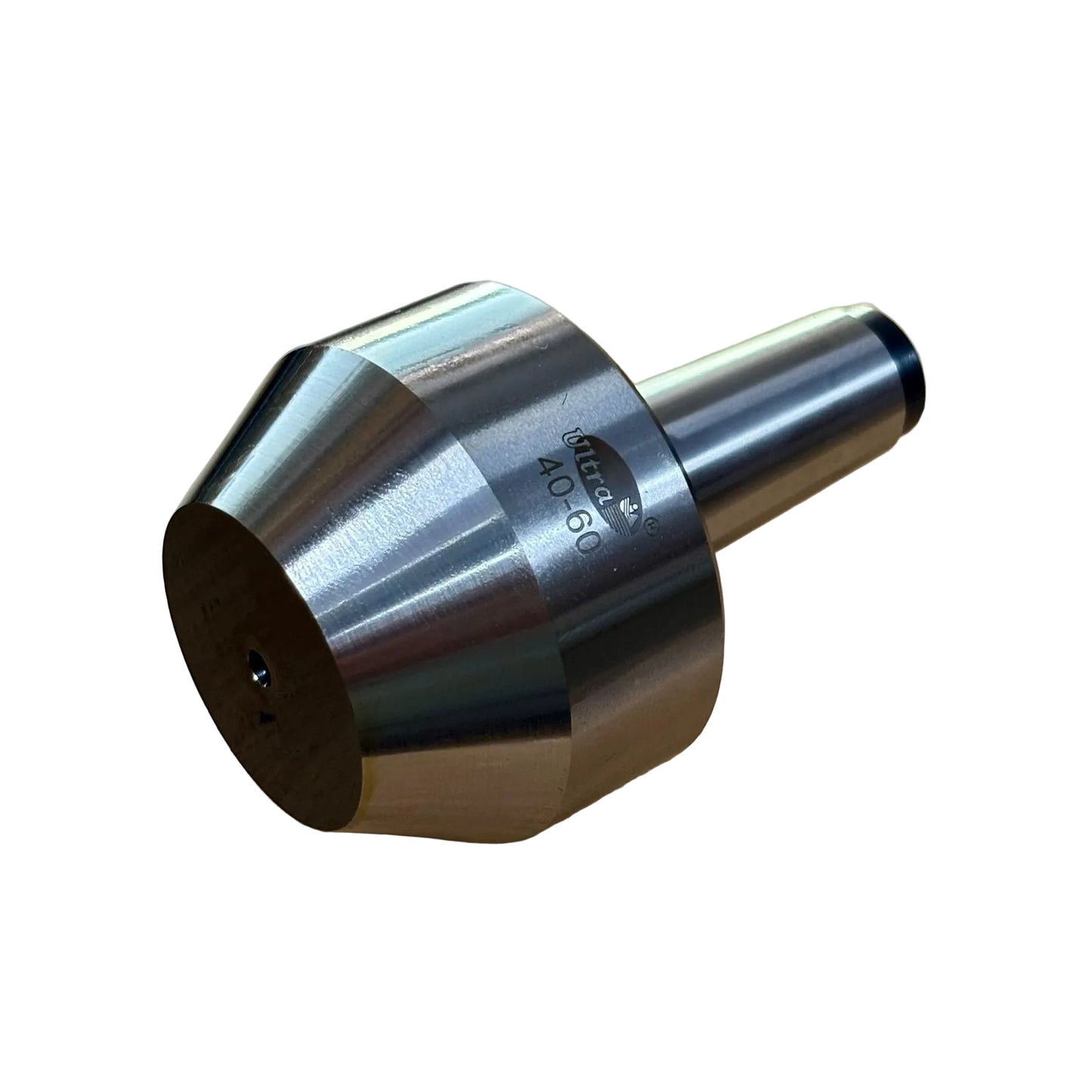 MT-5 blunt spare point with 40-60mm blunt tip for interchangeable revolving center, hardened steel replacement point for CNC and lathe machining applications.