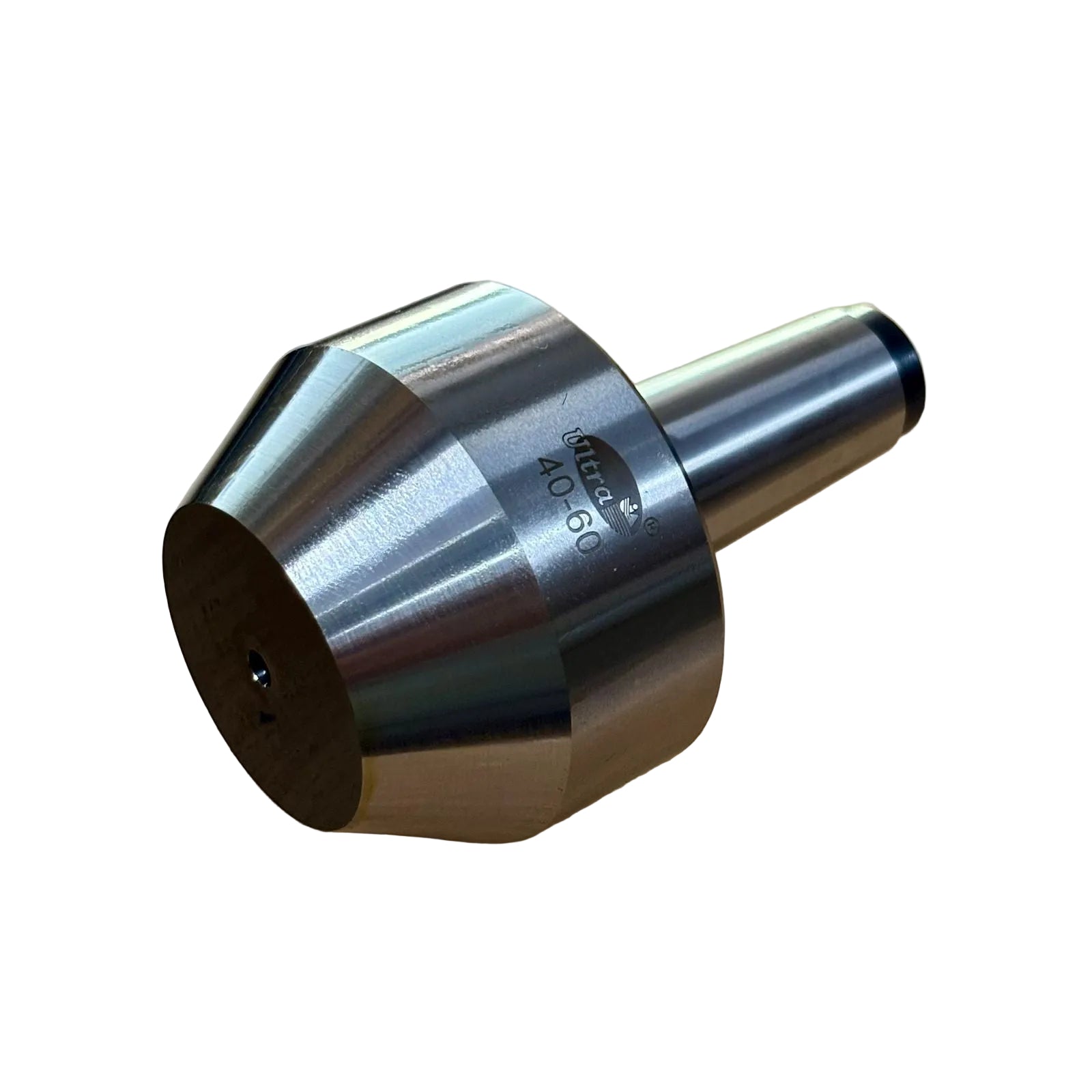 MT-5 blunt spare point with 40-60mm blunt tip for interchangeable revolving center, hardened steel replacement point for CNC and lathe machining applications.